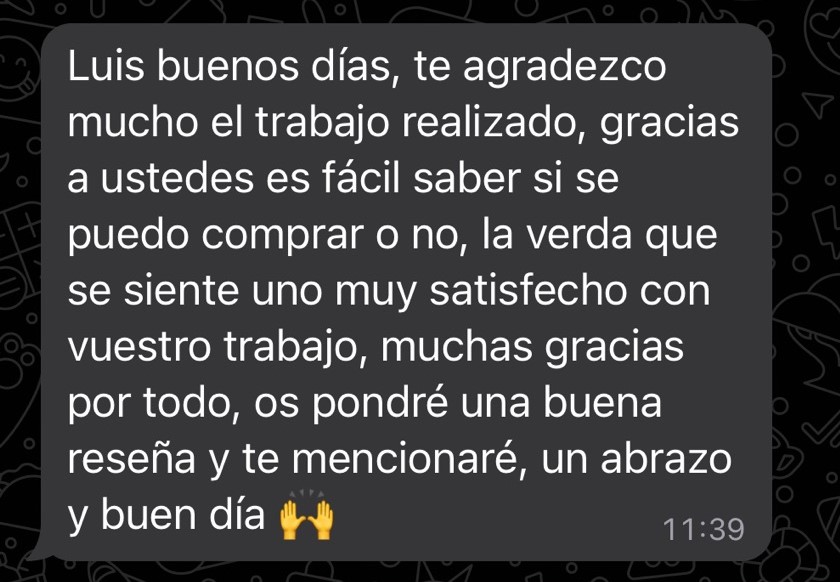 Mensaje de agradecimiento cliente de Needcarhelp