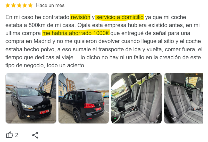 Opiniones de los clientes de Needcarhelp, servicio de revision de coches de segunda mano